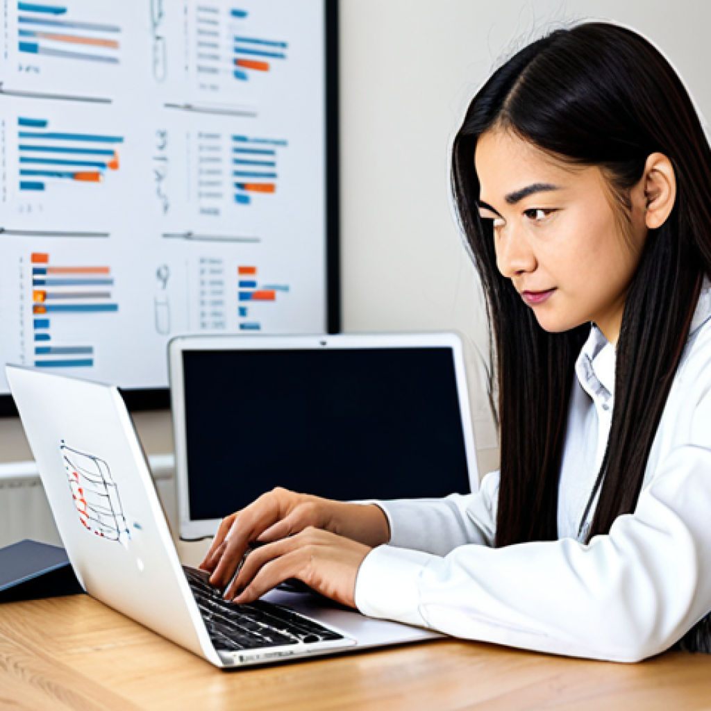 **Prompt 1: The Code Instructor's Creation Space**
    A professional female code instructor, mid-shot, wearing a modest business casual outfit, sitting comfortably at a modern wooden desk in a bright, organized home office. She is focused, typing on a sleek laptop, with a tablet displaying complex programming diagrams and pseudocode visible beside her. In the soft-focus background, a clean whiteboard features neat, handwritten algorithms and educational flowcharts. The atmosphere is one of diligent creation and intellectual output. fully clothed, appropriate attire, modest clothing, safe for work, appropriate content, professional, perfect anatomy, correct proportions, natural pose, well-formed hands, proper finger count, natural body proportions, high-quality digital photography, professional lighting, vibrant colors.