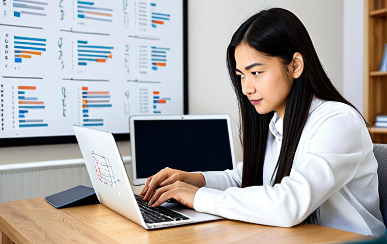 **Prompt 1: The Code Instructor's Creation Space**
    A professional female code instructor, mid-shot, wearing a modest business casual outfit, sitting comfortably at a modern wooden desk in a bright, organized home office. She is focused, typing on a sleek laptop, with a tablet displaying complex programming diagrams and pseudocode visible beside her. In the soft-focus background, a clean whiteboard features neat, handwritten algorithms and educational flowcharts. The atmosphere is one of diligent creation and intellectual output. fully clothed, appropriate attire, modest clothing, safe for work, appropriate content, professional, perfect anatomy, correct proportions, natural pose, well-formed hands, proper finger count, natural body proportions, high-quality digital photography, professional lighting, vibrant colors.
