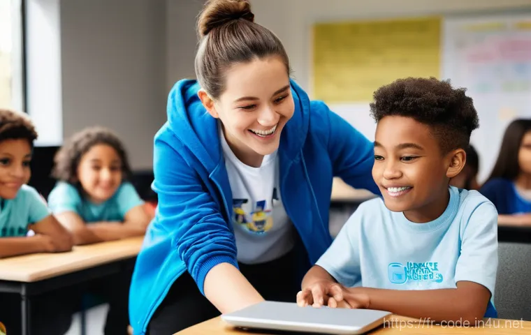 코딩교육지도사와 학습 지원 사례 - The Joy of Diverse Coding Journeys
**Prompt:** A vibrant, sunlit, modern classroom setting where a ...