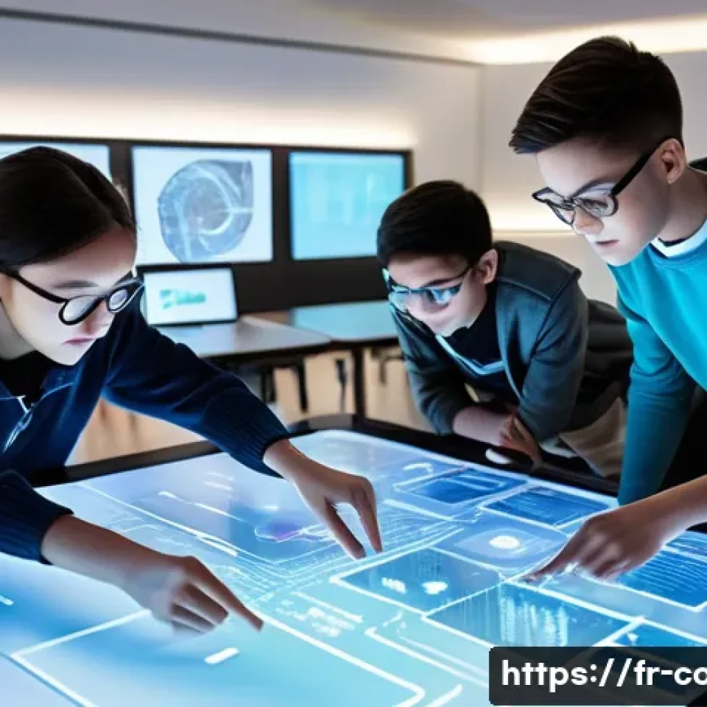 코딩교육지도사로서 현장 적응 팁 - **Prompt: "A vibrant, futuristic classroom where a diverse group of high school students (aged 15-18...